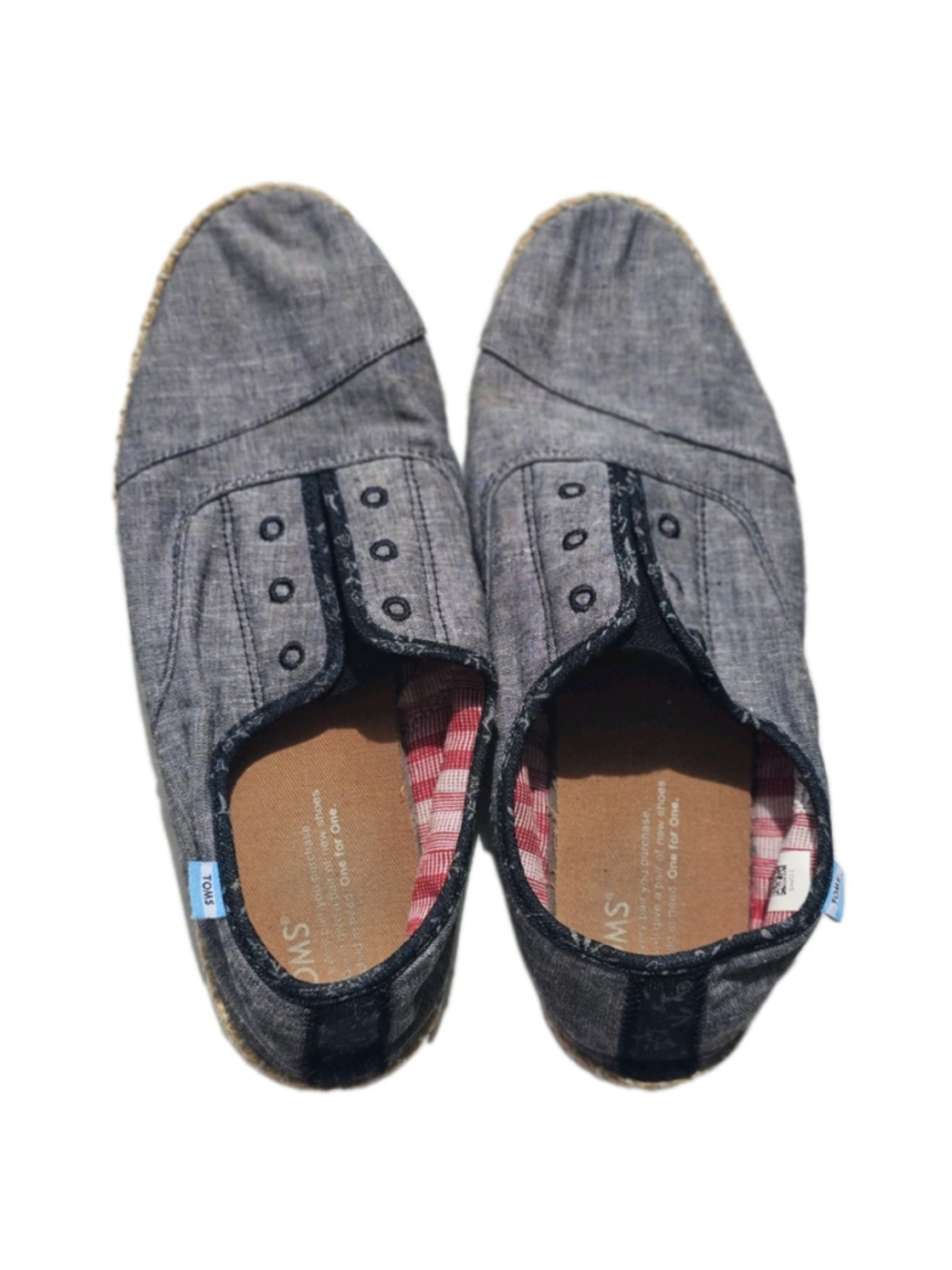 Toms Shoes Womens 9.5 Alpargata Casual Comfort Slip On Loafer Grey Fabric Flats